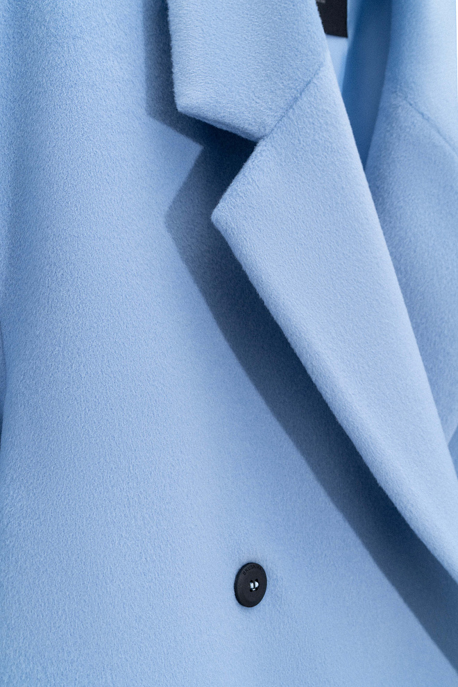 Двубортное шерстяное пальто