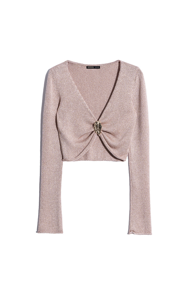 Топ с люрексом и декором на лифе