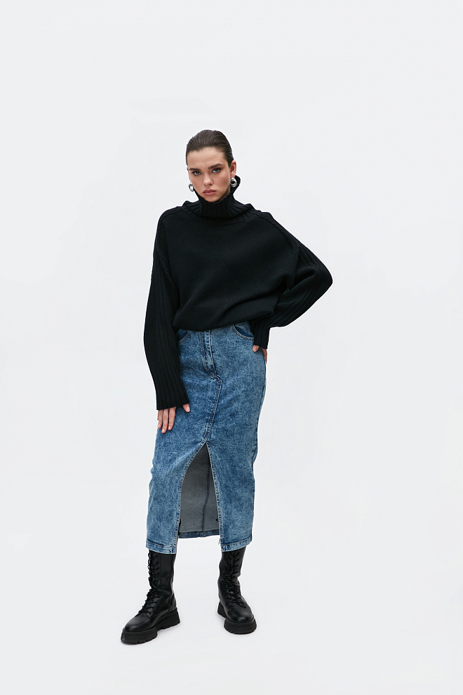 Джинсовая юбка миди