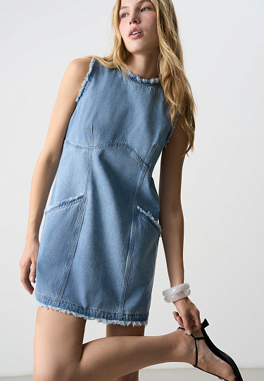 Джинсовое мини платье