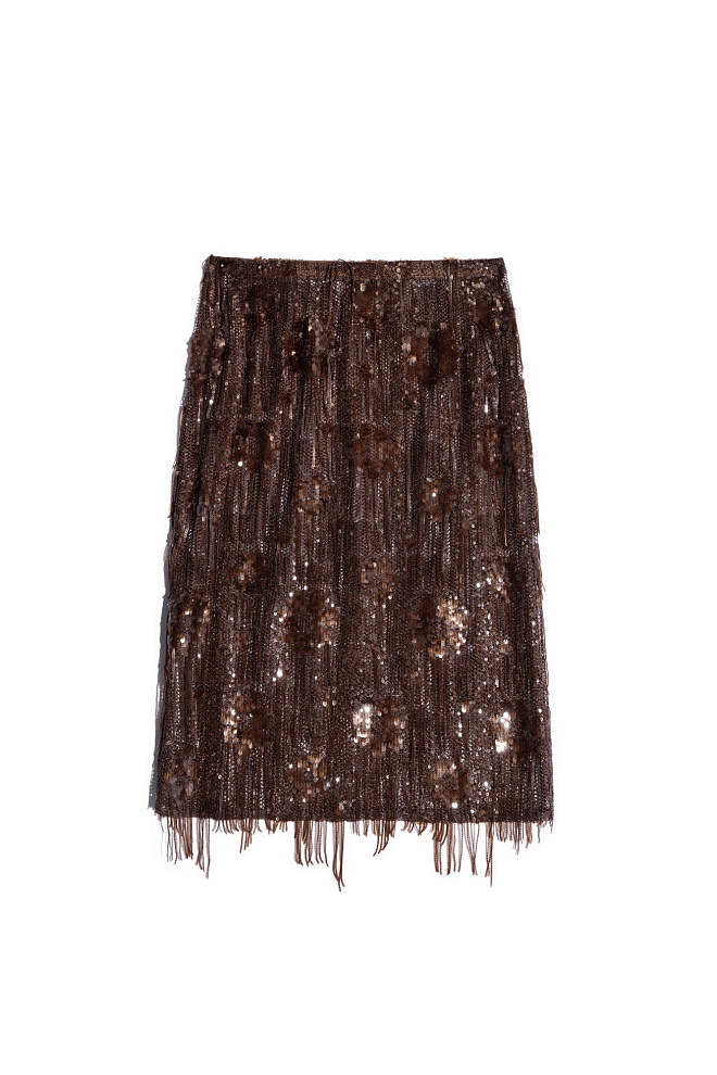 Юбка миди, декорированная пайетками
