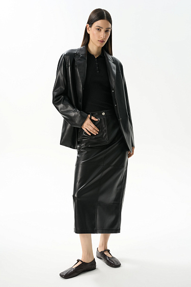 Юбка миди из экокожи