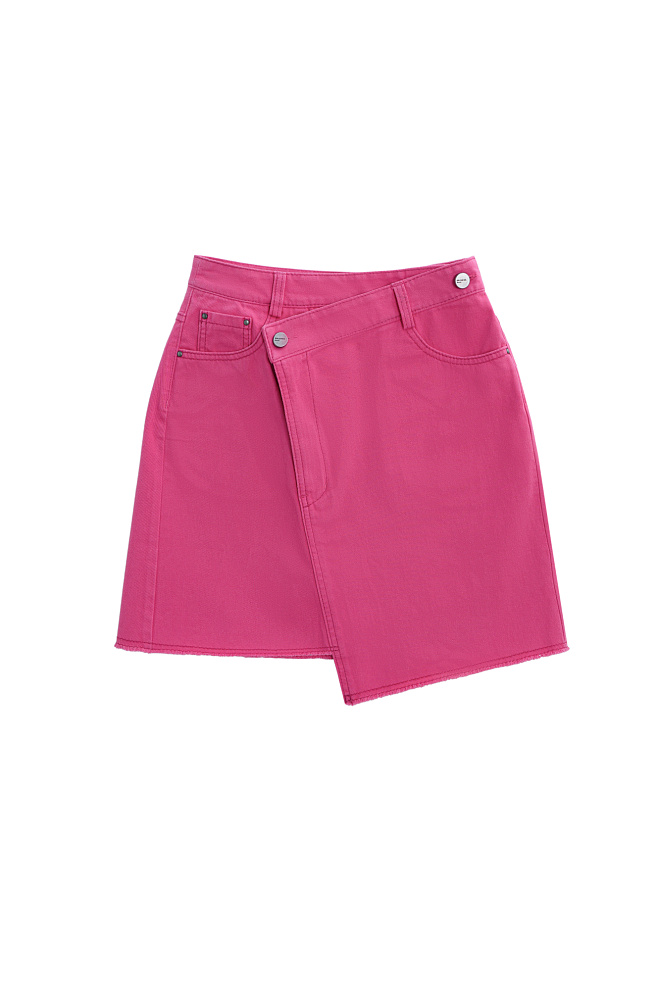 Джинсовая юбка мини с асимметричной застежкой