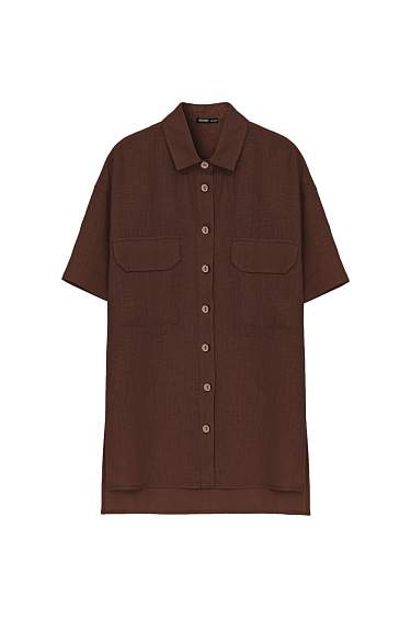 Льняная рубашка с коротким рукавом