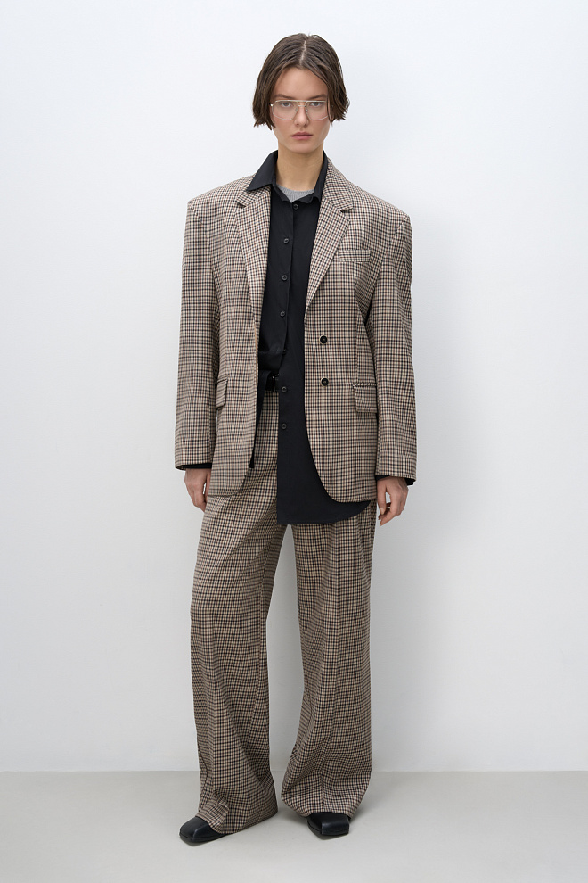 Однобортный жакет в клетку виши