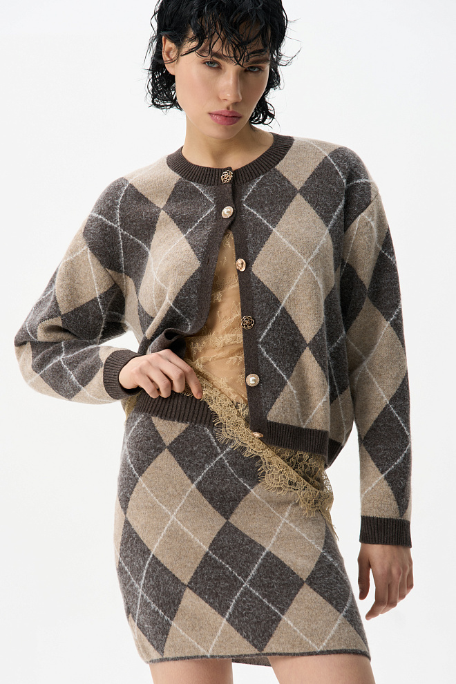 Кардиган из кашемира с узором аргайл