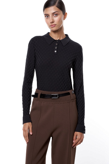 Лонгслив с воротником поло