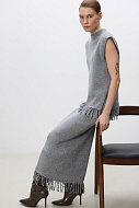 Трикотажная юбка макси из шерсти мериноса с бахромой, S