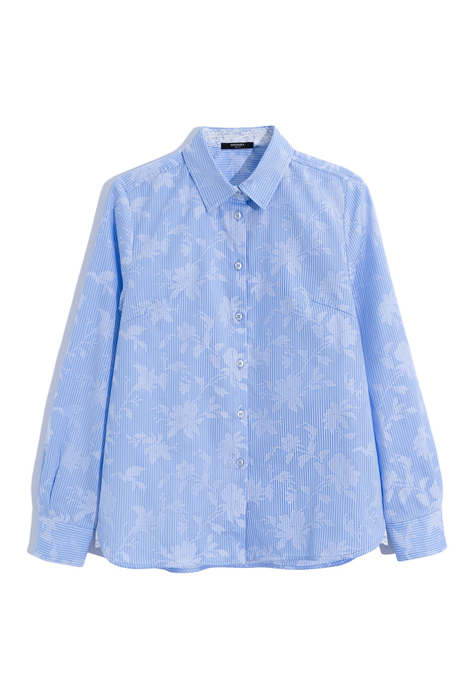 Рубашка с принтом и декором из кружева