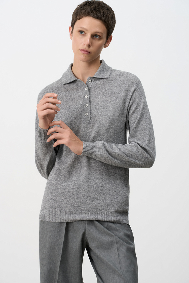 Джемпер из кашемира и шерсти с воротником поло