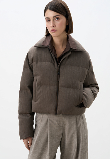 Пуховик с отложным воротником из шерсти