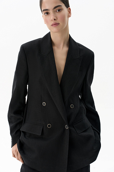 Двубортный жакет из 100% льна