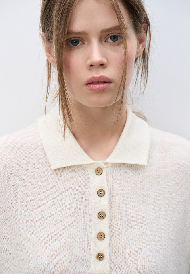 Джемпер из кашемира и шерсти с воротником поло