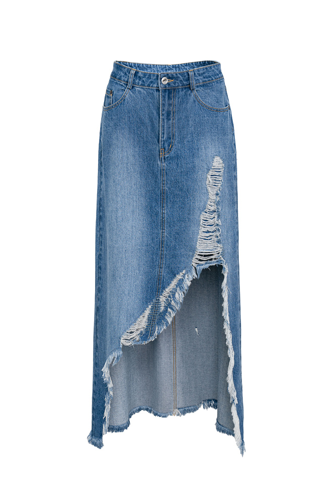 Джинсовая юбка в стиле гранж