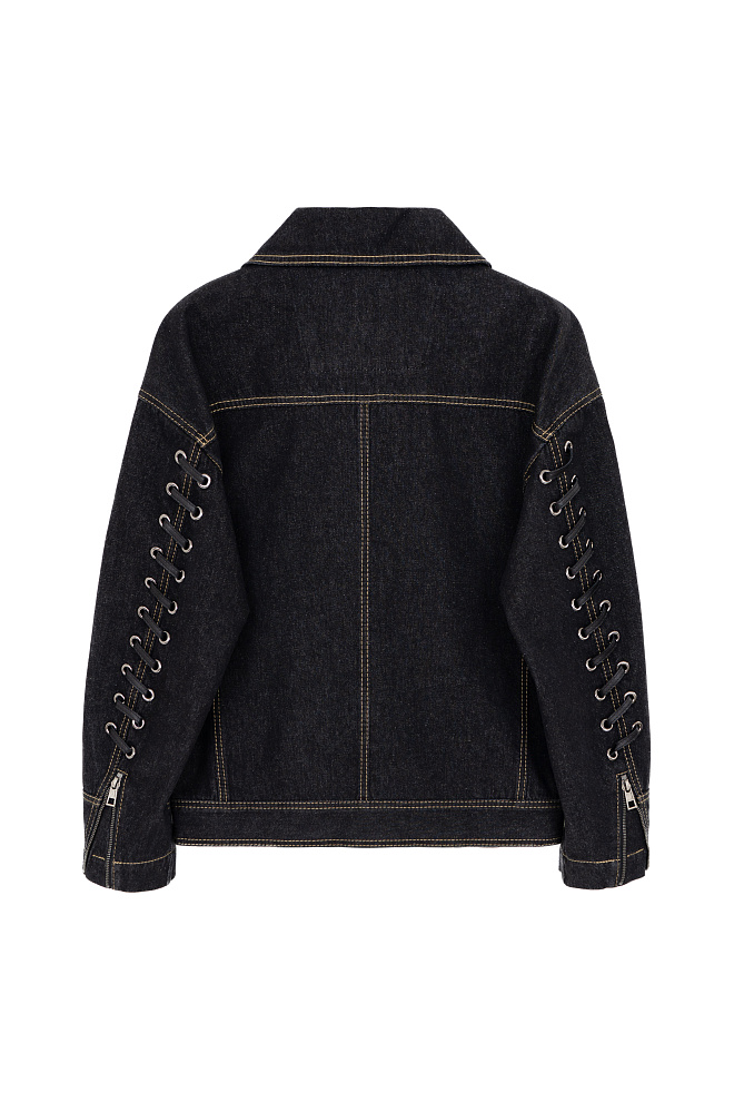 Джинсовая oversize куртка  с отложным воротником