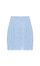 Трикотажная юбка длины мини из вискозы и хлопка. Модель с широким эластичным поясом. Изделие декорировано фактурной вязкой в виде кос разной толщины. Края выполнены в рубчик.