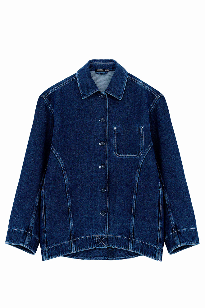 Джинсовая рубашка с рельефными швами