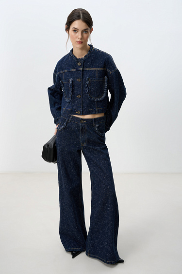 Прямые джинсы с бахромой 