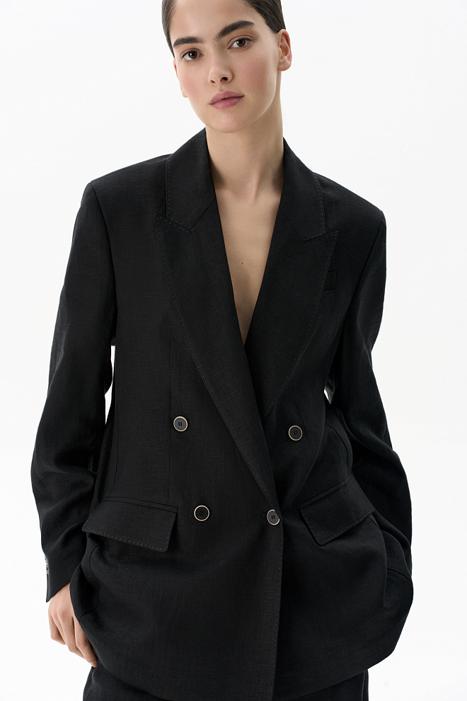 Двубортный жакет из 100% льна