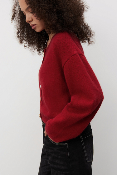 Кардиган из пуха лисы на пуговицах 