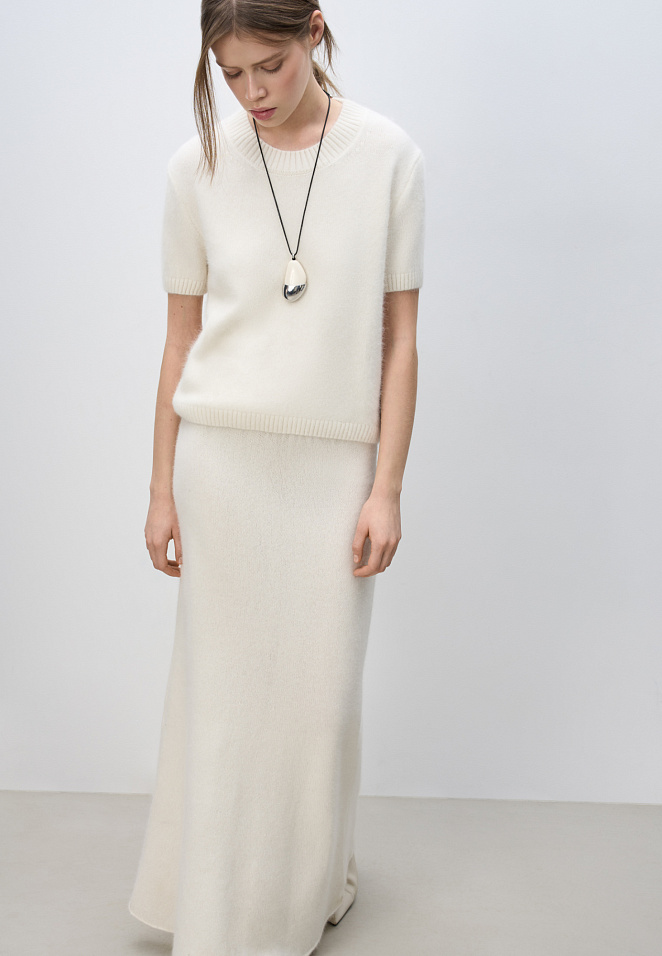 Юбка макси из пуха лисы