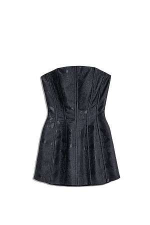 черный Удлиненный корсет из жаккарда. Модель приталенного силуэта, с потайной застежкой на молнию сзади. Изделие на подкладке.