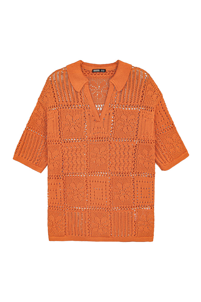 Трикотажная футболка поло в стиле пэчворк