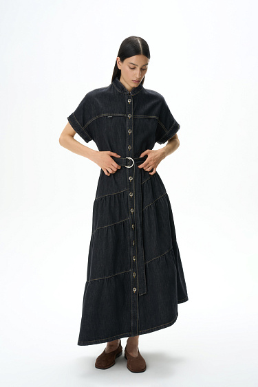 Джинсовое платье с асимметричным низом