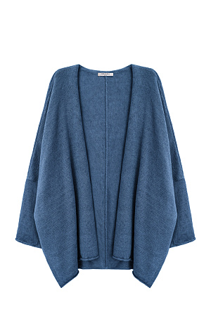 синий Трикотажный кардиган из 100% льна. Модель свободного кроя, с длинными широкими рукавами и спущенной линией плеч.
