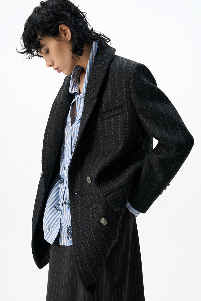 Пальто-жакет в полоску