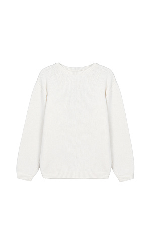 белый Детский джемпер из шерсти с добавление кашемира. Модель с круглым вырезом горловины и спущенной линией плеч.