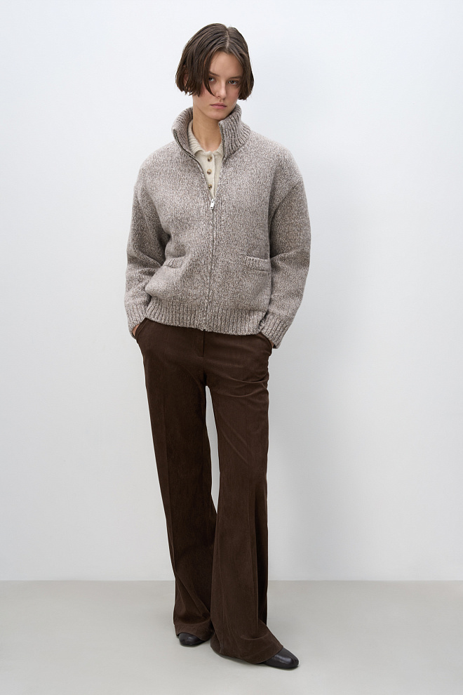 Меланжевый бомбер из шерсти мериноса экстрафайн