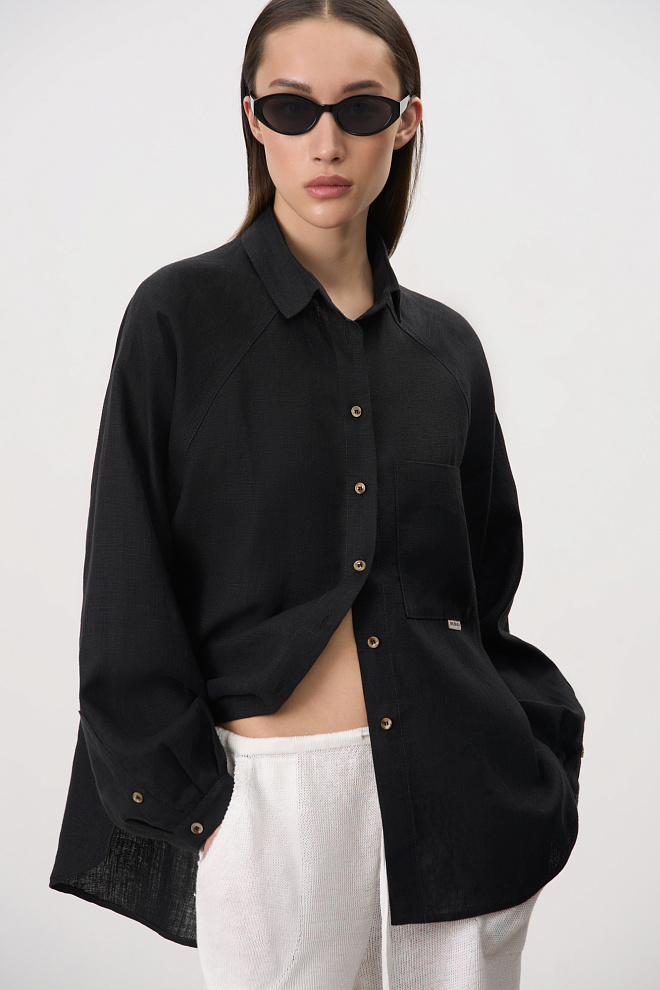 Рубашка из 100% льна с рукавом реглан