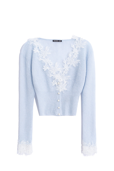 Кардиган из шерсти мериноса с кружевом