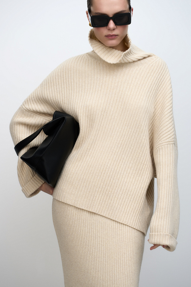 Джемпер в рубчик из кашемира и шерсти