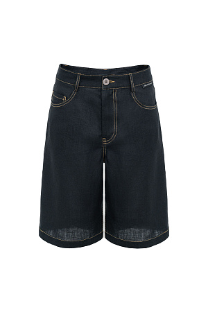 черный Шорты из 100% льна с брендированным ярлыком на поясе. Пять карманов, застежка на молнию и пуговицу.