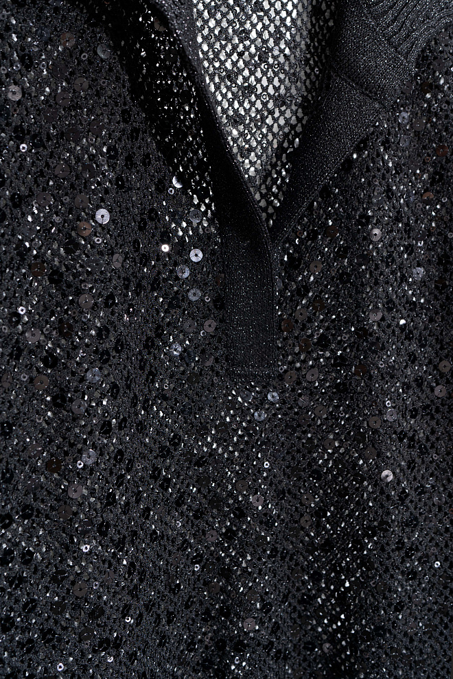 Ажурная рубашка поло с пайетками