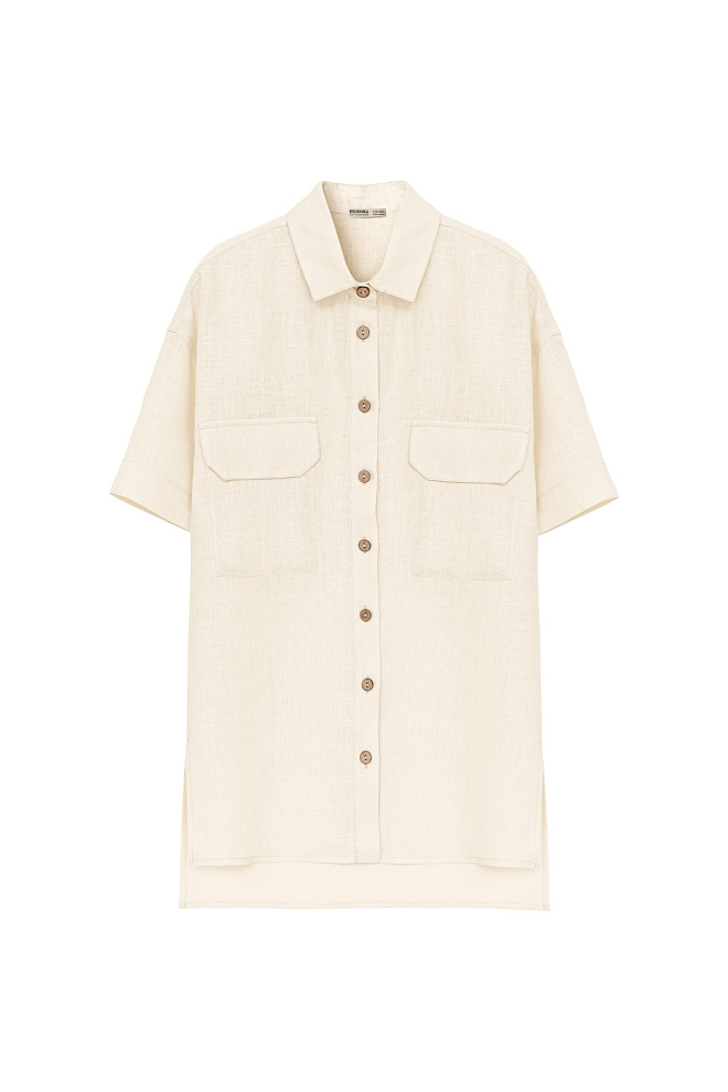 Льняная рубашка с коротким рукавом
