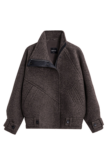 Бомбер из шерсти с воротником-стойкой