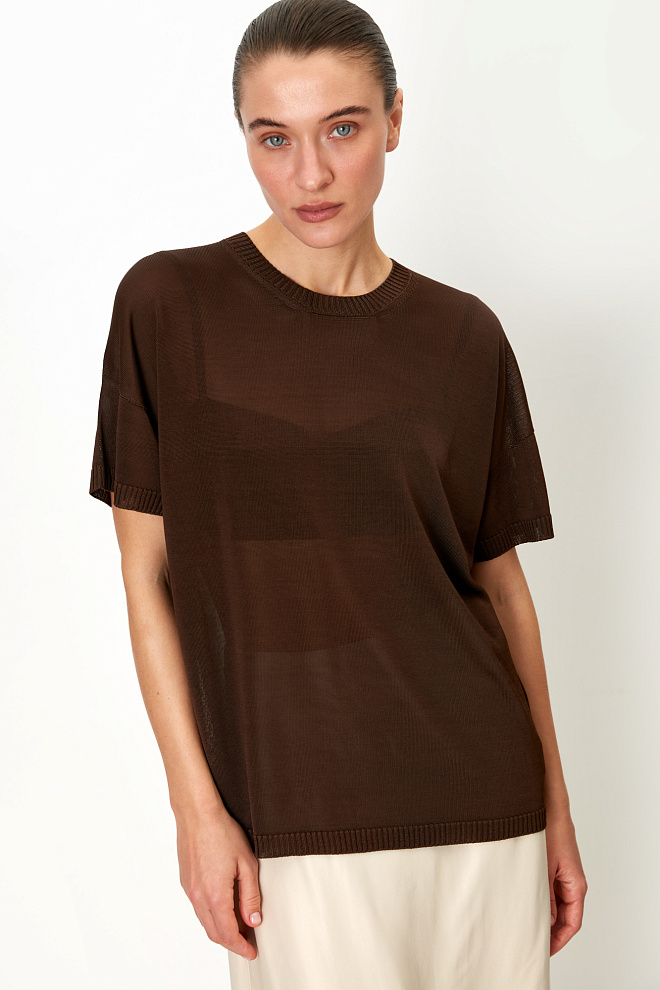 Цельновязаная футболка из 100% вискозы