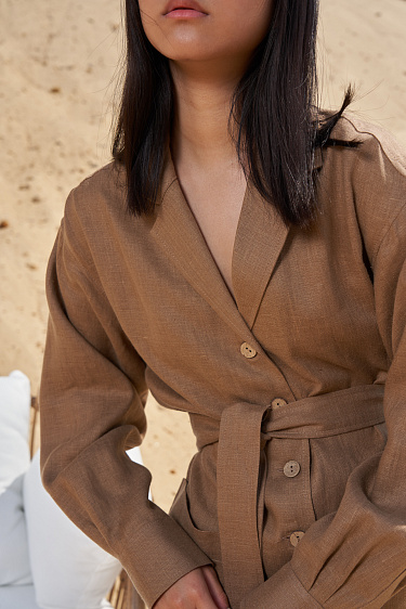 Льняной жакет-рубашка