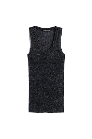 черный Трикотажный топ из вискозы с люрексом. Модель с U-образным вырезом горловины и широкими бретелями.