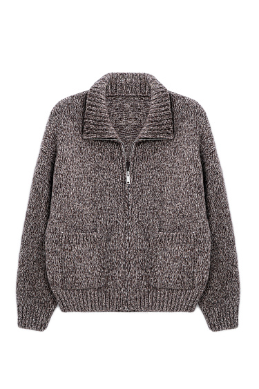 Меланжевый бомбер из шерсти мериноса экстрафайн