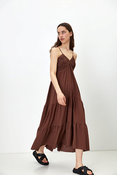 Хлопковый сарафан на тонких бретельках