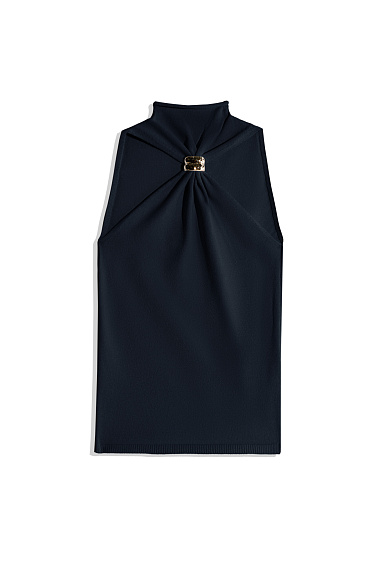 Трикотажный топ с декоративной перемычкой