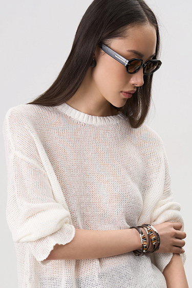 Полупрозрачный джемпер из 100% льна