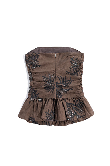 Корсет с баской и вышивкой бисером