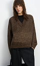 Трикотажный джемпер из шерсти мериноса с люрексом. Модель свободного силуэта с V-образным вырезом. 