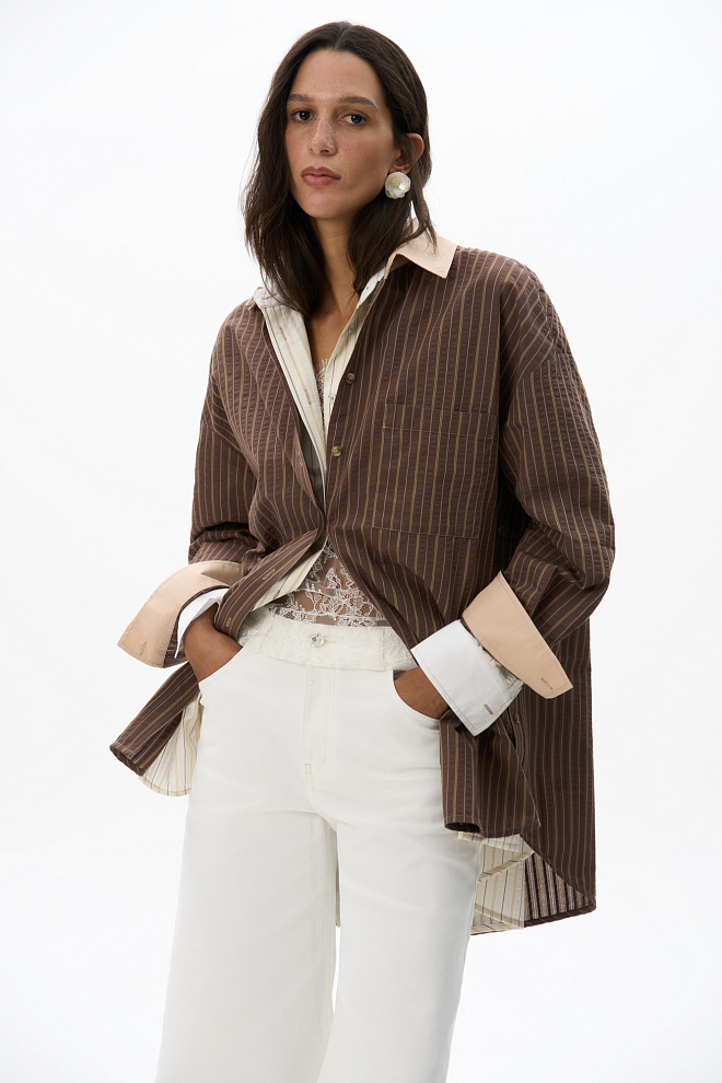 Рубашка из 100% хлопка в полоску