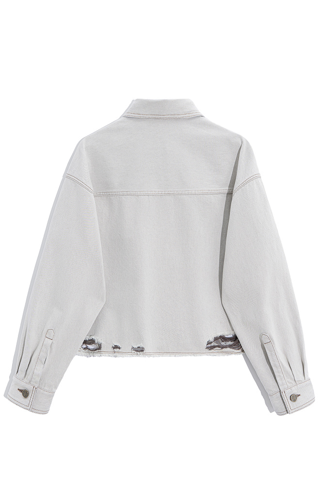 Укороченный джинсовый жакет в стиле гранж